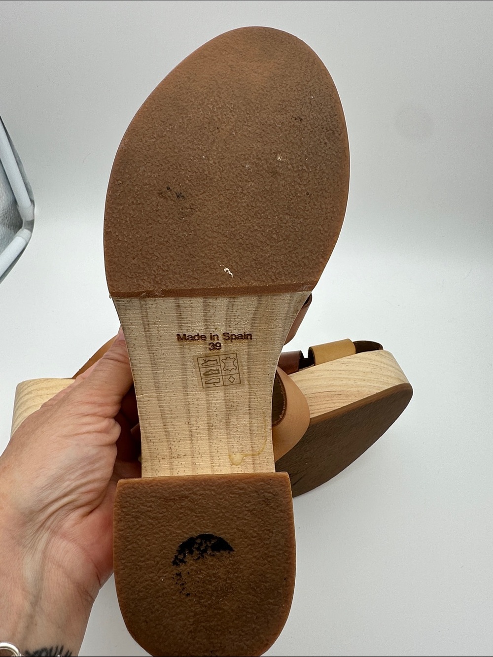Free People Bellevue Clogs Leather Chunky Wood Fisherman Platform Sandals 39 8.5 - Picture 15 of 16